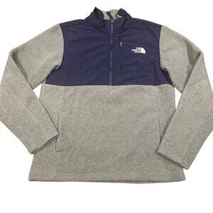 The North Face Denali 1/4 Zip Fleece Pullover Men's Sz S Gray Navy Blue
